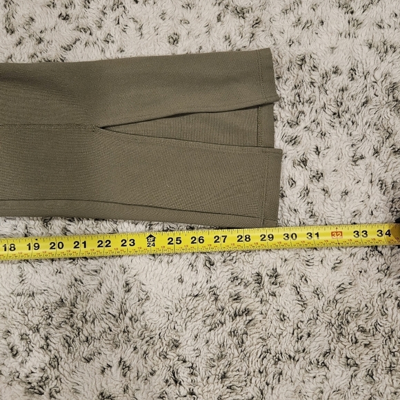 The Drop Women's SZ L High Rise Flare Leggings Sexy Split Hem Army Green Pants - Picture 10 of 14
